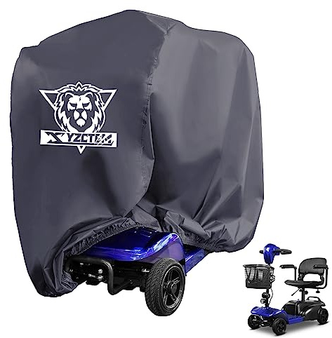 XYZCTEM Mobility Scooter Storage Cover,Heavy Duty 420D Polyester Oxford Waterproof,Durable, UV, Water Resistant Covers with Storage Bag & Protective Reflective Strip(Grey,48 inch Length)