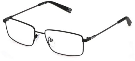 FILA Quadratisch Edelstahl Brillen in Total Halbmatt Schwarz für Unisex, Brille mit Sehstärke, optional mit Sonnenbrillen tönung oder Blaulichtfilter (Modell VFI545L)