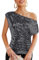 GRACE KARIN Women's Sequin Glitter Party Top for Festive Outfits, black/silver, M