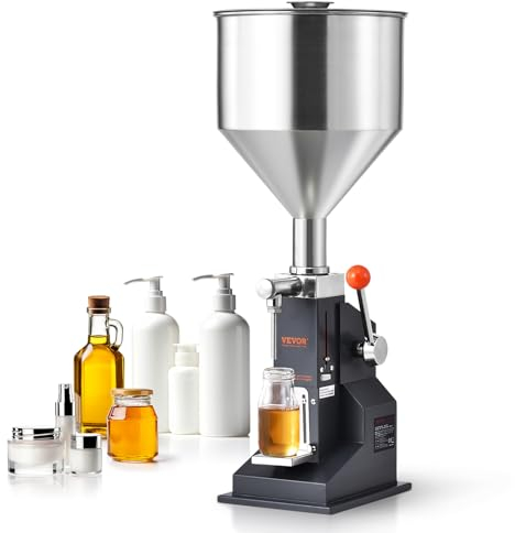 VEVOR 5–50 ml Abfüllmaschine Manuell Flüssigkeitsabfüllmaschine aus lebensmittelechtem Edelstahl 304 Silikon PTFE Filling Machine Inkl. zwei Düsen 4 mm / 8 mm ideal zum Abfüllen von Honig Öl Essenz