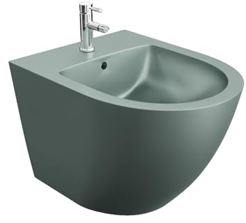 LAVITA Universal Wand-Bidet Sinto Grey mit Hahnloch und Überlaufschutz aus Keramik Sitzwaschbecken zur Montage an der Wand Hygienisch und Pflegeleicht 35,5x51x34 cm