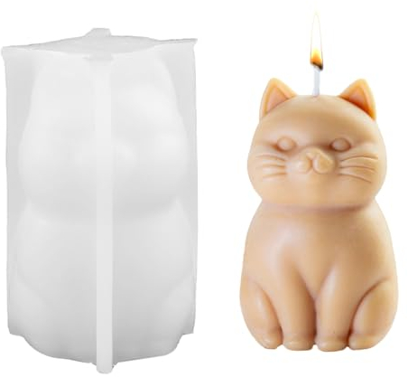 FENGQQKJ Silikonform Katze Kerzengießform 3D Silikonform Kerzenhalter Niedliche Katze Gips Kerzengießformen für Beton Tiere Kerzenständer Dekor Kerzenformen für Basteln DIY Tischdeko