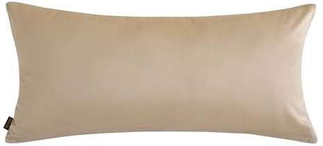 SOULFUL Kühlend Kissenbezug 40x80 Baumwolle, Mako Satin Kissenbezüge 2 Teilig mit Reißverschluss, Zertifiziert Oeko-TEX, Beige