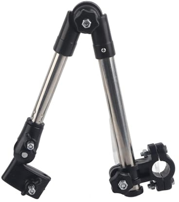 Soporte Ajustable para Paraguas de 360°, Ajuste Telescópico, Clip Multifuncional, Tubo de Acero Inoxidable Duradero, Adecuado para Bicicletas, Sillas de Ruedas o Cochecitos (BLACK)