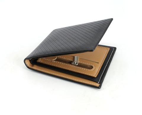 AfitLulu Carteras para Hombre con Protección RFID, Tarjetero con Ventana de Identificación, Billeteras de Fibra de Carbono con 3 Ranuras para Tarjetas, 2 Compartimentos para Efectivo (Negro)