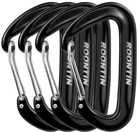 4 Pack Carabiner Clip - 12KN (2697 lbs) Heavy Duty Carabiner Clips for Camping, Hiking, Gym & Outdoor Gear, Small Carabiners for Dog Leash and Harness