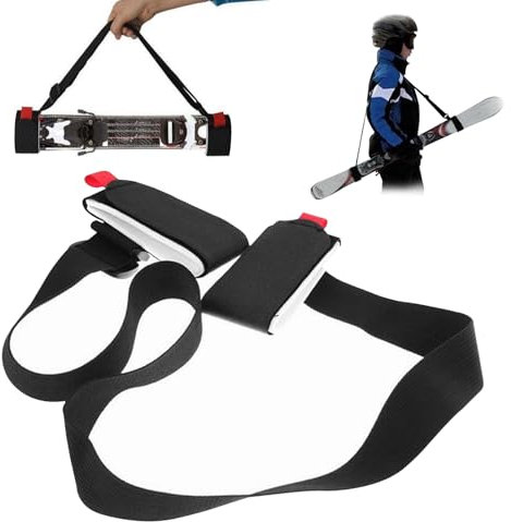 Editbar Ski Trage Gurt Riemen – Verstellbare Doppel-Ski-Bänder mit EVA-Polsterung udn Robustem Klettverschluss, Perfekt zum Transport und zur Aufbewahrung von Skiausrüstung(Schwarz)