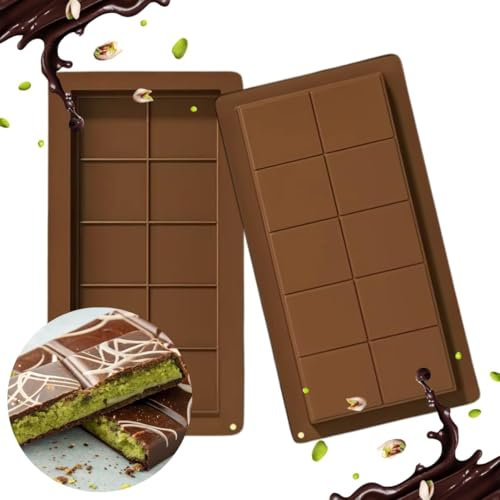 Schokoladenformen für Dubai-Schokolade 2x Tief Silikon Backform Set für 2x200g Ideal für DIY Schokoriegel, Kadayif, Pistazien & Pralinen Vegan Geschirrspülergeeignet Befüllen