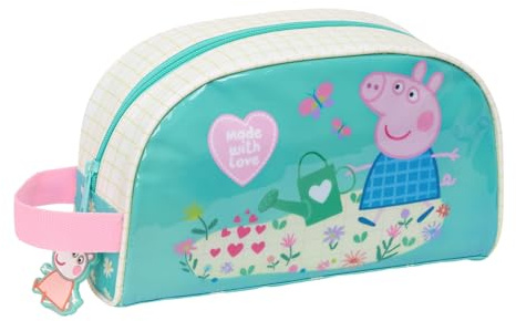 PEPPA PIG PRETTY FLOWERS - Stor sminkväska för barn, barnväska, anpassningsbar till vagn, perfekt för barn i åldrarna 5 till 14 år, bekväm och mångsidig, kvalitet och styrka, 26 x 16 x 9 cm,
