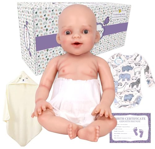 Yeefairy Barndockor i Realistiskt Silikon Nyfödd 43cm Lifelike Inte Vinyl Pojke med Öppna Ögon 2,85kg Emotionell Hjälp och Terapeutisk Företagning för Obarna Par (Ljus hy)