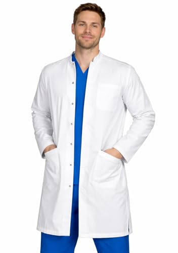 B-well Antonio Blouse Blanche Médicale Homme | Professionnelle Qualité | avec Boutons-Pression, Blanc., XXXXL