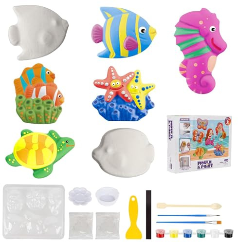 Figurine En Plâtre à Peindre Kit De Vie Marine à Colorier Pour Enfant Figurine En Plâtre à Peindre Et Personnaliser Activites Manuelles De Plâtre Pour Enfants Pour Enfants Garcon Fille 6 - 12 Ans