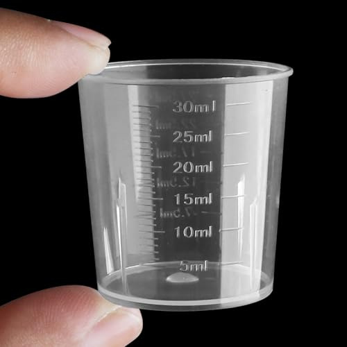 10Pcs 30ml Plastic Liquid Measuring Cup Small Transparent Medicine Lab Graduated Beakers Clear Measuring Jugs Set Medium Household Kitchen Baking Cooking Measure Tool Home