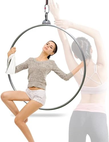 Aerial Lyra Hoop, Lyra Hoop Styrka Testad Aerial Hoop Enpunkts Cirkus Aerial Utrustning Yoga Hoop Aerial Dancing Circus Ring Set (Diameter 90cm)