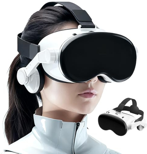 Casque VR pour iPhone et Android, Lunettes de réalité virtuelle 3D avec éclairage Bleu pour Jeux VR, Films et vidéos, Compatible avec des téléphones de 4,7 à 7,0 Pouces (with Headphones)