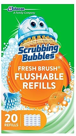Scrubbing Bubbles Flushable Toilet Bowl Wand Cleaner Refills, Fresh Brush Cleaner Toilet Refill Pads, Removes Limescale & Odors, Citrus Scent, 20 Count (Pack of 1)