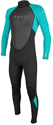 O'Neill Wetsuits Mädchen Reactor II 3/2mm Back Zip Full Wetsuit Neoprenanzug, Black/Light Aqua, 16