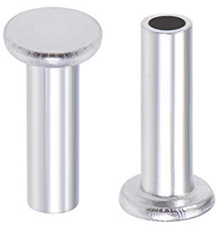 sourcing map 100 Pcs 3mm x 10mm Aluminum Flat Head Semi-Tubular Rivets Silver Tone