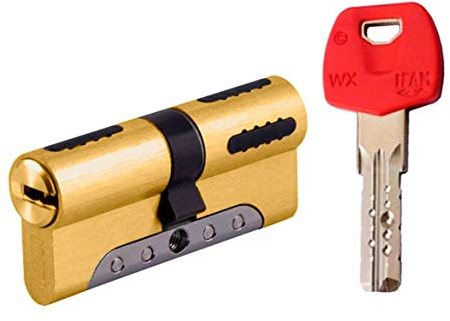 IFAM Cilindro Puerta Exterior WX1000 35x35 Color Latón, Bombin Cerradura Alta Seguridad, Perfil Europeo, Incluye 5 llaves, Protección Antirrotura, Antitaladro, Antibumping