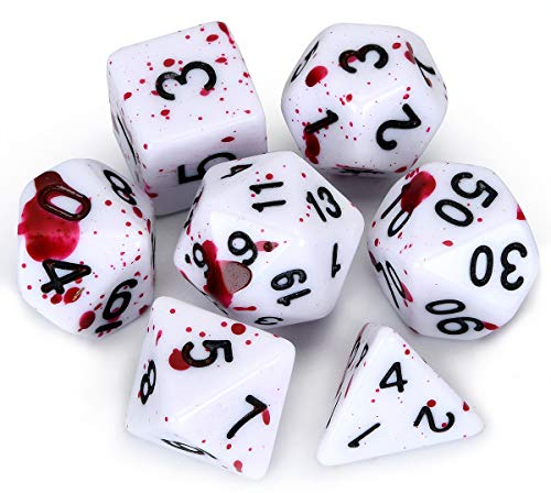 FLASHOWL Red Dot Würfel, Polyeder & RPG W20, DND Dice Set mit unregelmäßigem Sprühpunkt, Polyeder, Roll Play D20, Tischspielwürfel, 7er Set (Fuchsia)