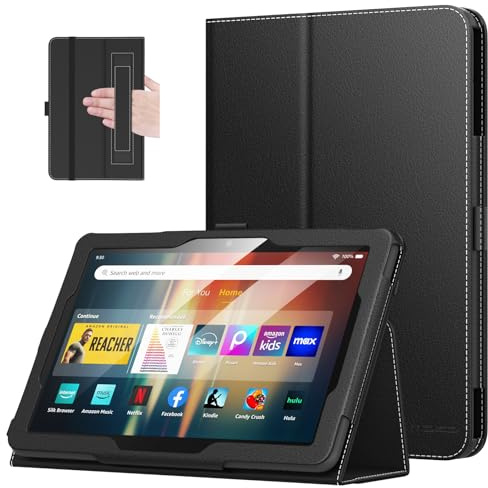 MoKo Case Fits Amazon Kindle Fire HD 8 & 8 Plus Tablet (12th Generation/10th Generation, 2024/2022/2020 Release) 8, Slim Folding Stand Cover with Auto Wake/Sleep, Black