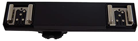 vhbw Dual-Blitzschuhadapter kompatibel mit Nikon D3200, D3300, D4 Kamera - TTL Dual Hot Shoe Splitter, Kunststoff/Metall, Schwarz