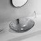 HomeLava Modern Glas Waschbecken Aufsatzwaschbecken Grau Waschschale Handwaschbecken Oval mit Ablaufgarnitur für Gäste WC Badezimmer