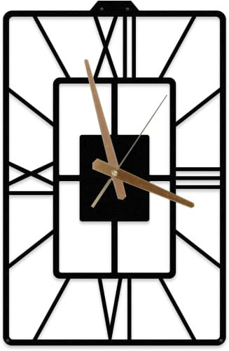 Oblongus Large Modern Wall Clock, Unique Design, Minimalist, Rustic Roman Numerals Metal Wall Clock (60 x 39 cm (23.6x 15.2))