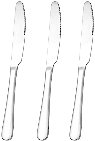 ELEGANTTIN Dinner Knives Set of 3, 8.5 Inch Stainless Steel, Dishwasher Safe
