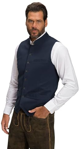 JP 1880 Gilet, Costume Tradizionale, Felpa, Colletto Alto, Ricamo, Blu Navy, 5XL Uomo
