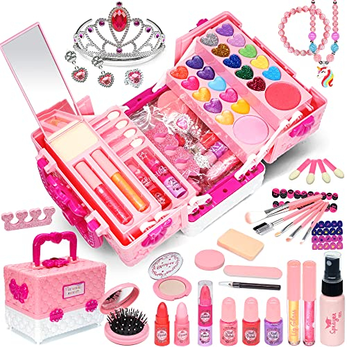 Kinderschminke Set - Make Up Set für Mädchen, Schminkkoffer Spielzeug, Halloween Weihnachts Geburtstags Geschenke für Kinder 4-12 Jahre Rosa