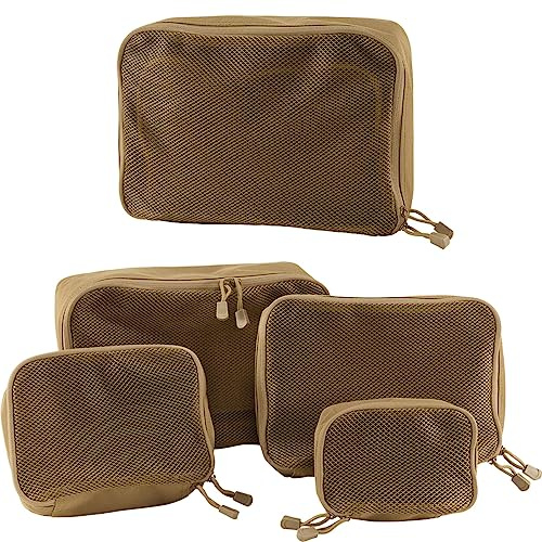 Brandit US Cooper Packing Cubes (camel) für Reisen und Outdoor-Abenteuer, 4-teiliges Taschenset für Kleidung, Schuhe und Ausrüstung, platzsparender Gepäck-Organizer für Rucksack & Koffer