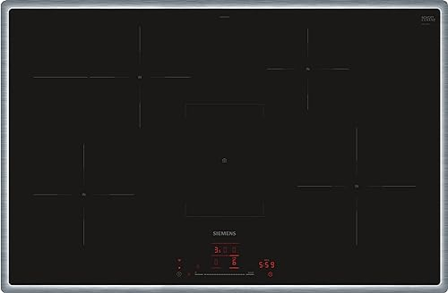 Siemens EH845HFB1E iQ300, Smartes Induktionskochfeld, 80 cm, Schwarz, Mit Rahmen aufliegend, TouchSlider, Dunstabzugsautomatik – das perfekte Zusammenspiel von Kochfeld und Dunstabzugshaube