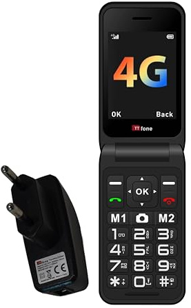 TTfone TT760 4G stora tangenter mobiltelefon för äldre personer med nödhjälpsknapp - upplåst grundläggande mobiltelefon (svart, med laddare)