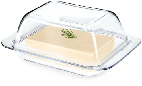 KADAX Beurrier en Plastique avec Couvercle, Élégant Récipient pour Conserver et Servir Votre Beurre avec Style et Praticité (Rectangulaire)