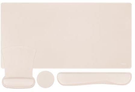 MOSISO Teclado Alfombrilla Ratón Set, Gran Gaming Pad&Teclado Wrist Rest&Ratón Wrist Rest&Posavasos, Ergonómico Non-Slip Mousepad&Fácil Typing Cojín con Espuma Memoria para Home Office,Albaricoque