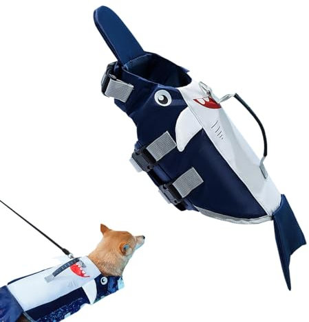 Schwimmweste Für Hunde, Niedliche Hundeschwimmweste, Cartoon Hai Haustier Badeanzug, Blaue Bequeme Hundebadebekleidung, Süße -Schwimmweste Zum Schwimmen, Wasseraktivitäten