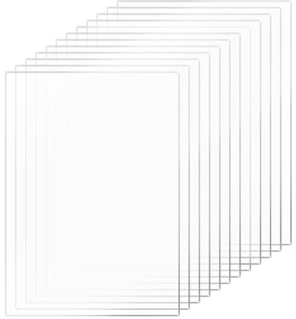 10 Pièces 100 x 150 x 1 mm Plaque Acrylique Transparente, Feuille de Plastique Plaque Transparent pour Remplacement du Verre du Cadre Photo, DIY Projets, Présentation de Projet, Peintures