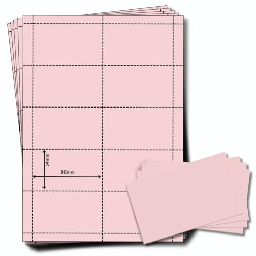 OfficeGear Pink Name Badges ID Insert Cards Refills 10-up [25 Sheets 250 Pack] 90x54mm Printable A4 Card 160GSM, Perforated Cards for Conference Name Badge Holders - incl Design Template