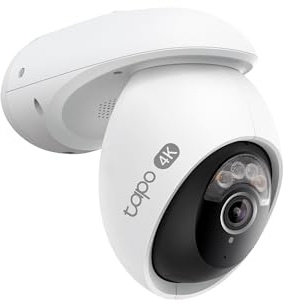 Tapo 4K 8MP Wired Pan/Tilt Outdoor Security Camera, Free Person/Vehicle Detect & 360° View, Color Night, Local AI, SD/Cloud Storage, Works w/Alexa & Google Assistant, 2.4 GHz WiFi C560WS