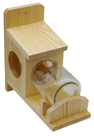perfk Mangiatoia per scoiattoli, casetta Ornamentale in Legno, Resistente alle intemperie, Versatile, con Contenitore Rimovibile per Alberi da Giardino