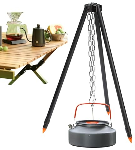 Trípodes Grill - Robusto, colgante para fogata, trípode grande, portátil, maceta exterior duradera, altura ajustable, para camping familiar, picnics, fiestas, etc