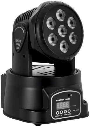 LED rörelse huvud scenljus, 7 x 10 W 4 i 1 minirörelseläge, DMX512 RGBW ljuseffekter, 5 styrläge, för DJ disco halloween klubb bröllop hem fest