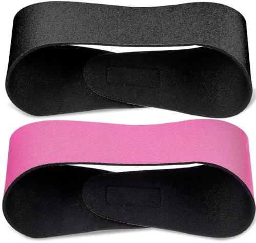 DIKACA Lot de 2 Bandeaux d'oreilles de Natation Élastiques pour Garçon et Filles, Taille Moyenne, Couleur Noire et Rose Fuchsia, Protection Auditive Imperméable pour Piscine, Équipement