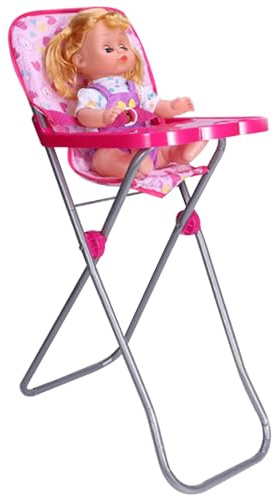 Seggiolone per bambole con vassoio, seggiolone pieghevole regolabile in miniatura per bambole mobili per bambini per giochi di finzione, senza accessori