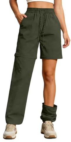 Womens Zip-Off Trousers Hiking Cargo Pants Convertible into Shorts with Pockets Waterproof Outdoor Fishing Sun Protection UPF 50+ Quick Dry Stretch Walking Lightweight Bottom Travel Running Camping