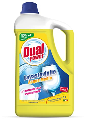 Dual Power Detergente Alcalino HACCP - Igienizzante per Lavastoviglie Industriali con Dosaggio Automatico - Acque Medie