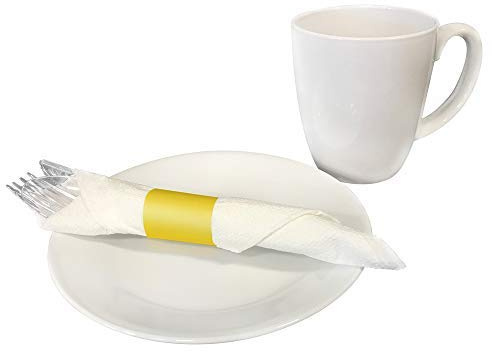 Raise Products Paper Napkin Bands Self Adhesive | Paper Napkin Rings Self-Adhering | Pre-Cut | Disposable | Safety Glue | Bond Paper | Pack of 1,000, 4.25” x 1.5”, Yellow