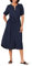 Amazon Essentials Women's Fit and Flare Half-Sleeve Waisted Midi A-Line Dress with Pockets, Navy, XL