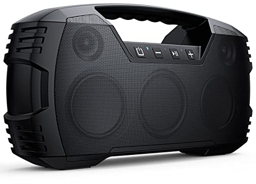 IPX7 Waterproof Bluetooth Speaker Wireless, 60W Peak, 32H Playtime Floating Portable Speakers Deep Bass Loud Stereo Sound with Handle, Rugged for Pool, Beach, Kayaking, Hiking, Outdoor, Black
